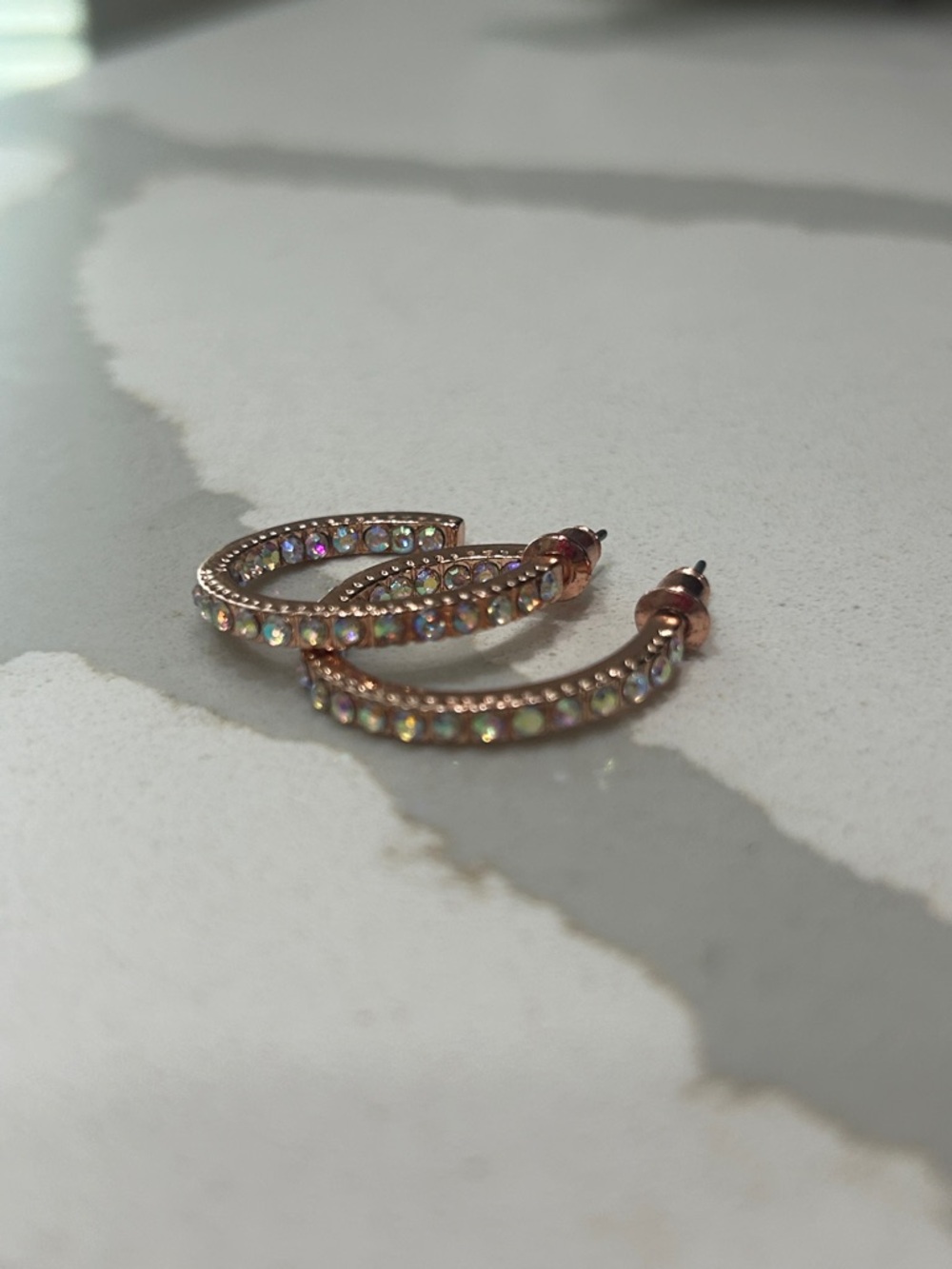 Rose Gold Crystal Hoop Earrings - Women Jewelry